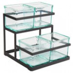 Cal-Mil 2-Tier Silver Condiment Display with 4 Glass Jars Cal-Mil 2-Tier Silver Condiment Display with 4 Glass Jars