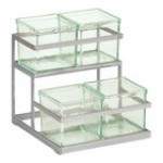 Cal-Mil 2-Tier Silver Condiment Display with 4 Glass Jars Cal-Mil 2-Tier Silver Condiment Display with 4 Glass Jars