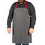 Uncommon Chef 3104 Classic Broken Twill Customizable Poly-Cotton Rebel Bib Apron with Red Webbing and 3 Pockets - 34