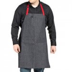 Uncommon Chef 3104 Classic Broken Twill Customizable Poly-Cotton Rebel Bib Apron with Red Webbing and 3 Pockets - 34