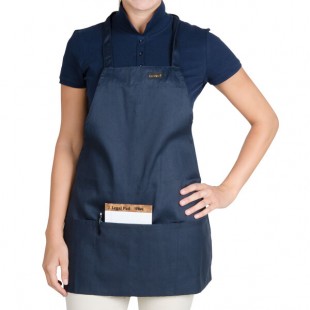 Chef Revival Navy Blue Poly-Cotton Customizable Bib Apron with 1 Pocket - 28