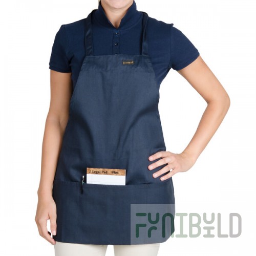 Chef Revival Navy Blue Poly-Cotton Customizable Bib Apron with 1 Pocket - 28