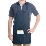 Chef Revival Navy Blue Poly-Cotton Customizable Bib Apron with 1 Pocket - 28 Chef Revival Navy Blue Poly-Cotton Customizable Bib Apron with 1 Pocket - 28
