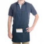 Chef Revival Navy Blue Poly-Cotton Customizable Bib Apron with 1 Pocket - 28 Chef Revival Navy Blue Poly-Cotton Customizable Bib Apron with 1 Pocket - 28