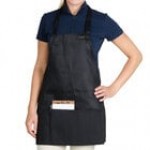 Chef Revival Navy Blue Poly-Cotton Customizable Bib Apron with 1 Pocket - 28 Chef Revival Navy Blue Poly-Cotton Customizable Bib Apron with 1 Pocket - 28