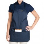 Chef Revival Navy Blue Poly-Cotton Customizable Bib Apron with 1 Pocket - 28 Chef Revival Navy Blue Poly-Cotton Customizable Bib Apron with 1 Pocket - 28