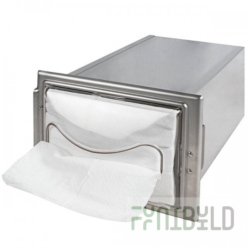 San Jamar H2003CLSS12 In-Counter Fullfold/Interfold Stainless Steel Napkin Dispenser with Chrome Finish and Clear Face