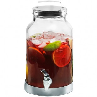 Stylesetter Silver Creek 1.5 Gallon Glass Beverage Dispenser with Galvanized Metal Lid and Base by Jay Companies Stylesetter Silver Creek 1.5 Gallon Glass Beverage Dispenser with Galvanized Metal Lid and Base by Jay Companies