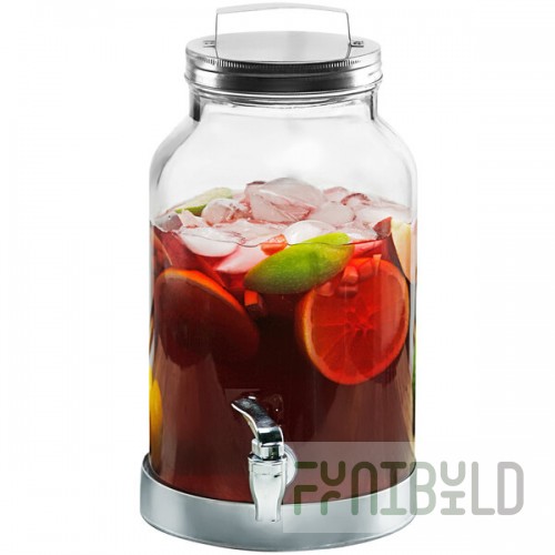 Stylesetter Silver Creek 1.5 Gallon Glass Beverage Dispenser with Galvanized Metal Lid and Base by Jay Companies