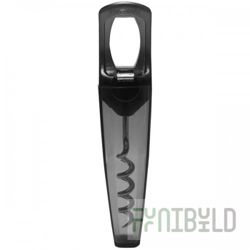 Franmara Traveler's Translucent Black Customizable Plastic Corkscrew and Bottle Opener 3010-02