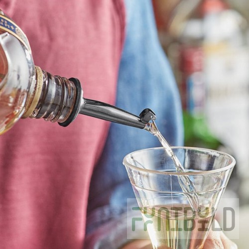 Acopa Black Tapered Liquor Pourer with Flip Cap - 12/Pack