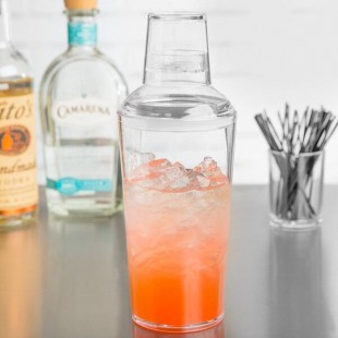 TableCraft PS378 27 oz. Clear Plastic 3-Piece Cobbler Cocktail Shaker