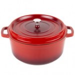 GET Heiss 6.5 Qt. White Enamel Coated Cast Aluminum Round Dutch Oven with Lid CA-006-AWH/BK/CC
