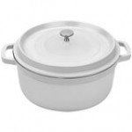 GET Heiss 6.5 Qt. White Enamel Coated Cast Aluminum Round Dutch Oven with Lid CA-006-AWH/BK/CC