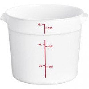 Carlisle 6 Qt. White Round Polyethylene Food Storage Container