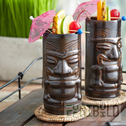 Tuxton GZL-160 Lava 16 oz. Ceramic Tiki Mug - 12/Pack