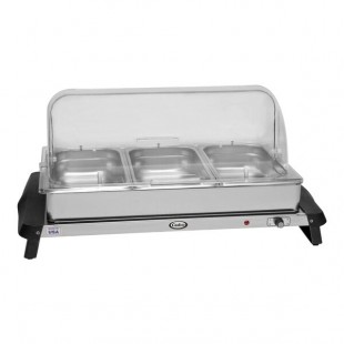 Cadco WTBS-3RT 3-Compartment Third Size Electric Buffet Server with Roll Top Lid - 120V Cadco WTBS-3RT 3-Compartment Third Size Electric Buffet Server with Roll Top Lid - 120V