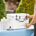 CaterGator JB20WH2 White 2 Faucet 21 Qt. Insulated Jockey Box with 65 ft. Coils