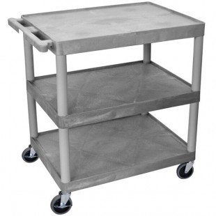 Luxor HE33-G Gray 3 Flat Shelf Structural Foam Plastic Utility Cart - 24