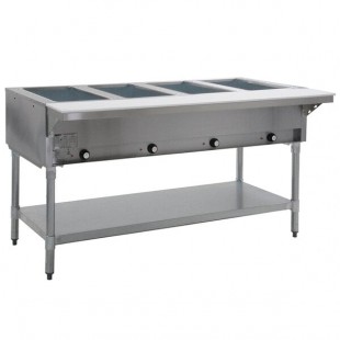 Eagle Group DHT4-240-3 Four Pan Open Well Electric Hot Food Table with Galvanized Base - 240V, 3 Phase