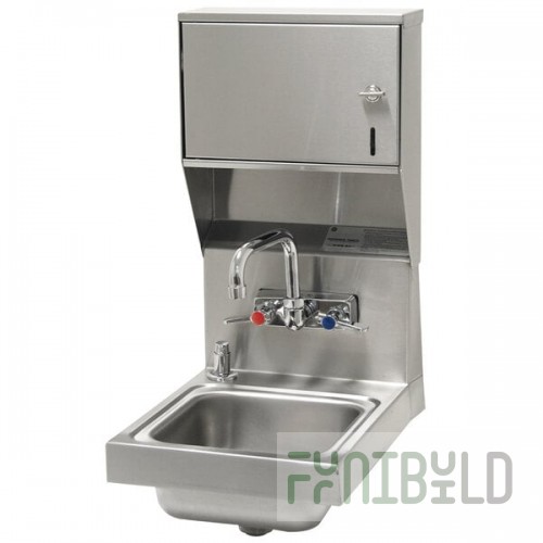 Advance Tabco 7-PS-84 Space Saving Hand Sink with Splash Mount Faucet, Soap, and Paper Towel Dispenser - 12