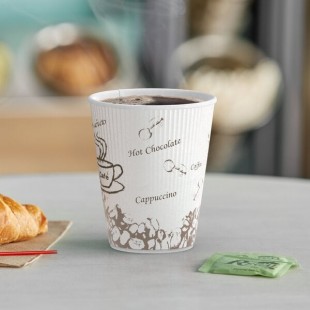 Choice 12 oz. Double Wall Bean Print Paper Hot Cup - 500/Case Choice 12 oz. Double Wall Bean Print Paper Hot Cup - 500/Case