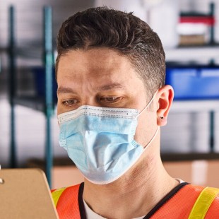 Lavex 3-Ply Blue Disposable Polypropylene Protective Face Mask - 50/Box