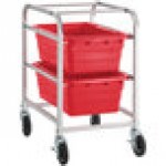 Regency Mobile Aluminum Lug Rack - 2 Lug Capacity - with Red Meat Lugs / Tote Boxes - Unassembled Regency Mobile Aluminum Lug Rack - 2 Lug Capacity - with Red Meat Lugs / Tote Boxes - Unassembled