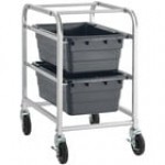 Regency Mobile Aluminum Lug Rack - 2 Lug Capacity - with Red Meat Lugs / Tote Boxes - Unassembled Regency Mobile Aluminum Lug Rack - 2 Lug Capacity - with Red Meat Lugs / Tote Boxes - Unassembled