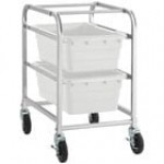 Regency Mobile Aluminum Lug Rack - 2 Lug Capacity - with Red Meat Lugs / Tote Boxes - Unassembled Regency Mobile Aluminum Lug Rack - 2 Lug Capacity - with Red Meat Lugs / Tote Boxes - Unassembled