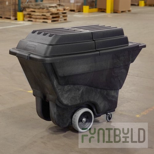 Rubbermaid® 0.5 Cubic Yard Black Tilt Truck / Trash Cart with Hinged Dome Lid (850 lb.)