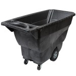 Rubbermaid® 0.5 Cubic Yard Black Tilt Truck / Trash Cart with Hinged Dome Lid (850 lb.)
