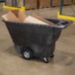 Rubbermaid® 0.5 Cubic Yard Black Tilt Truck / Trash Cart with Hinged Dome Lid (850 lb.)