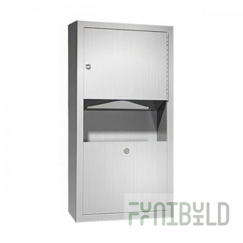 American Specialties, Inc. Traditional 10-0462-AD-9 Stainless Steel Surface-Mounted Paper Towel Dispenser with 2 Gallon Waste Receptacle