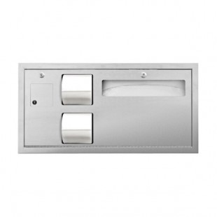 American Specialties, Inc. Traditional 10-0487-L Recessed ADA Toilet Seat Cover / Toilet Tissue Dispenser with Disposal Bin American Specialties, Inc. Traditional 10-0487-L Recessed ADA Toilet Seat Cover / Toilet Tissue Dispenser with Disposal Bin