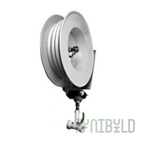 T&S B-1433 30' Enclosed Epoxy Coated Steel Hose Reel Assembly with Exposed Piping and Accessories