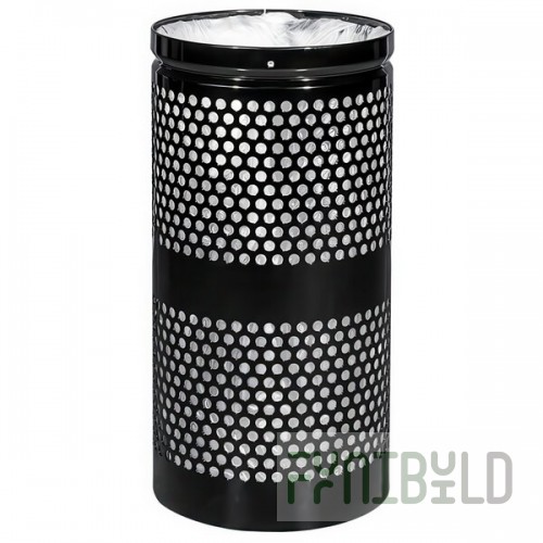 Ex-Cell Kaiser WR-10R BLACK Landscape Series 10 Gallon Round Black Gloss Perforated Trash Can