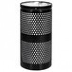 Ex-Cell Kaiser WR-10R BLACK Landscape Series 10 Gallon Round Black Gloss Perforated Trash Can