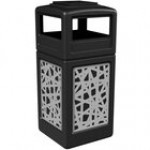 Commercial Zone 733026199 42 Gallon Black Square Trash Can with Stainless Steel Intermingle Panels and Ashtray Lid Commercial Zone 733026199 42 Gallon Black Square Trash Can with Stainless Steel Intermingle Panels and Ashtray Lid