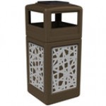 Commercial Zone 733026199 42 Gallon Black Square Trash Can with Stainless Steel Intermingle Panels and Ashtray Lid Commercial Zone 733026199 42 Gallon Black Square Trash Can with Stainless Steel Intermingle Panels and Ashtray Lid