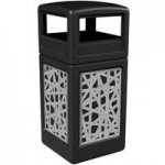 Commercial Zone 733026199 42 Gallon Black Square Trash Can with Stainless Steel Intermingle Panels and Ashtray Lid Commercial Zone 733026199 42 Gallon Black Square Trash Can with Stainless Steel Intermingle Panels and Ashtray Lid