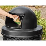 Lancaster Table & Seating 32 Gallon Heavy-Duty Round Black Steel Perforated Outdoor Trash Can with Plastic Dome Lid