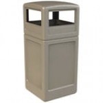 Commercial Zone 73290199 PolyTec 42 Gallon Square Black Trash Can and Dome Lid Set Commercial Zone 73290199 PolyTec 42 Gallon Square Black Trash Can and Dome Lid Set