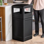 Commercial Zone 73290199 PolyTec 42 Gallon Square Black Trash Can and Dome Lid Set Commercial Zone 73290199 PolyTec 42 Gallon Square Black Trash Can and Dome Lid Set