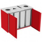 Lakeside 3318 Stainless Steel Rectangular Refuse(2) / Recycle / Paper Station with Top Access - 48 1/2