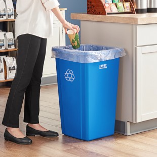 Lavex 25 Gallon Blue Square Recycling Can