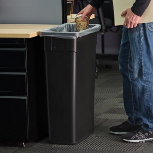 Carlisle 34202303 Trimline 23 Gallon Black Slim Rectangular Trash Can