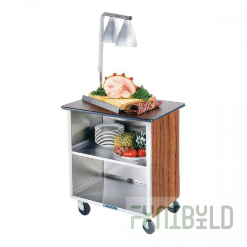 Lakeside 646VC Heavy-Duty Stainless Steel Three Shelf Flat Top Utility Cart with Enclosed Base and Victorian Cherry Finish - 22
