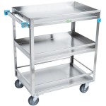 Lakeside 526 Stainless Steel Three Shelf Guard Rail Utility Cart - 31 Lakeside 526 Stainless Steel Three Shelf Guard Rail Utility Cart - 31