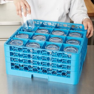 Carlisle RG16-314 OptiClean 16 Compartment Glass Rack with 3 Extenders Carlisle RG16-314 OptiClean 16 Compartment Glass Rack with 3 Extenders